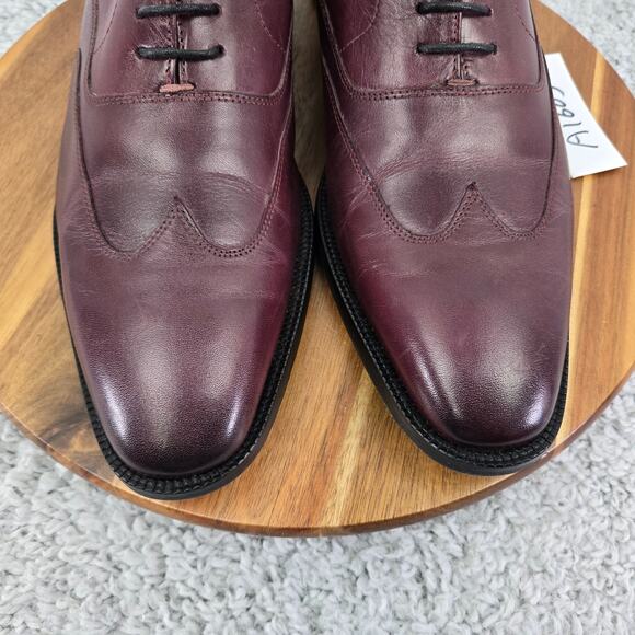 3DM Mens 11 Burgundy Maroon Leather Business Office Wingtip Oxford Dress Shoe main image 6